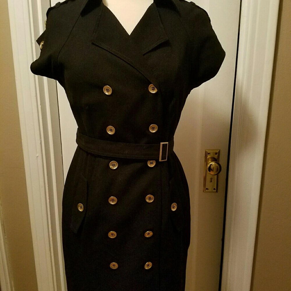 Calvin Klein Black Button Down Cap Sleeve Dress